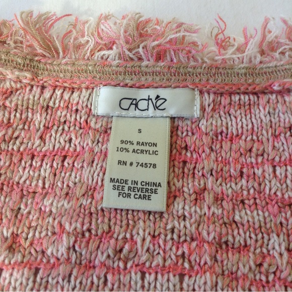 Cache pink tweed jacket women's small Fringe Day to Night Clueless Taylor Swift - Picture 3 of 10